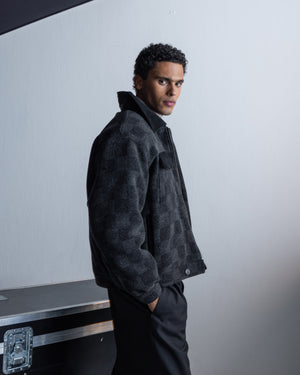 Box Jacket Wool Check Black