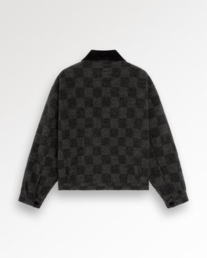 Box Jacket Wool Check Black