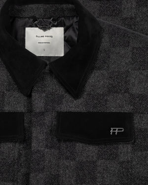 Box Jacket Wool Check Black