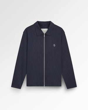 Filling Pieces Coach Jacket Pinstripe Maritime Blue
