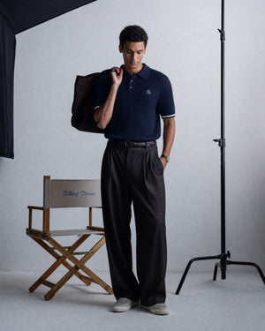 Knit Polo Boucle Maritime Blue