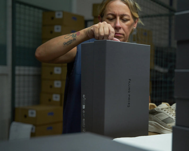 FSC-labeled shoe boxesand 50% recycled polybags